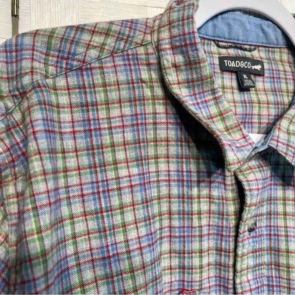 Toad & Co Flannagan Long Sleeve Plaid Button Down Shirt Mens Size XL Flannel